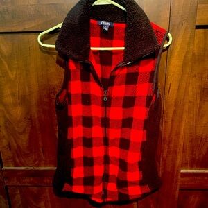 Chaps Ralph Lauren buffalo plaid zip vest